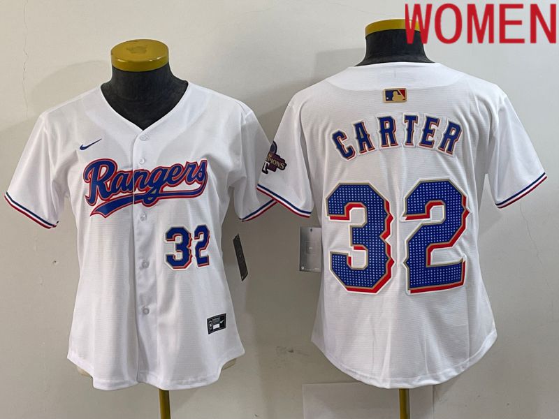 Women Texas Rangers #32 Carter White Champion Game Nike 2024 MLB Jersey style 2